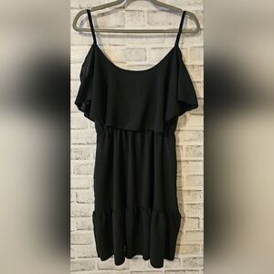 Florencia black tiered dress with spaghetti straps, size M/L.